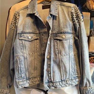 All Saints Blue Studded Jean Jacket